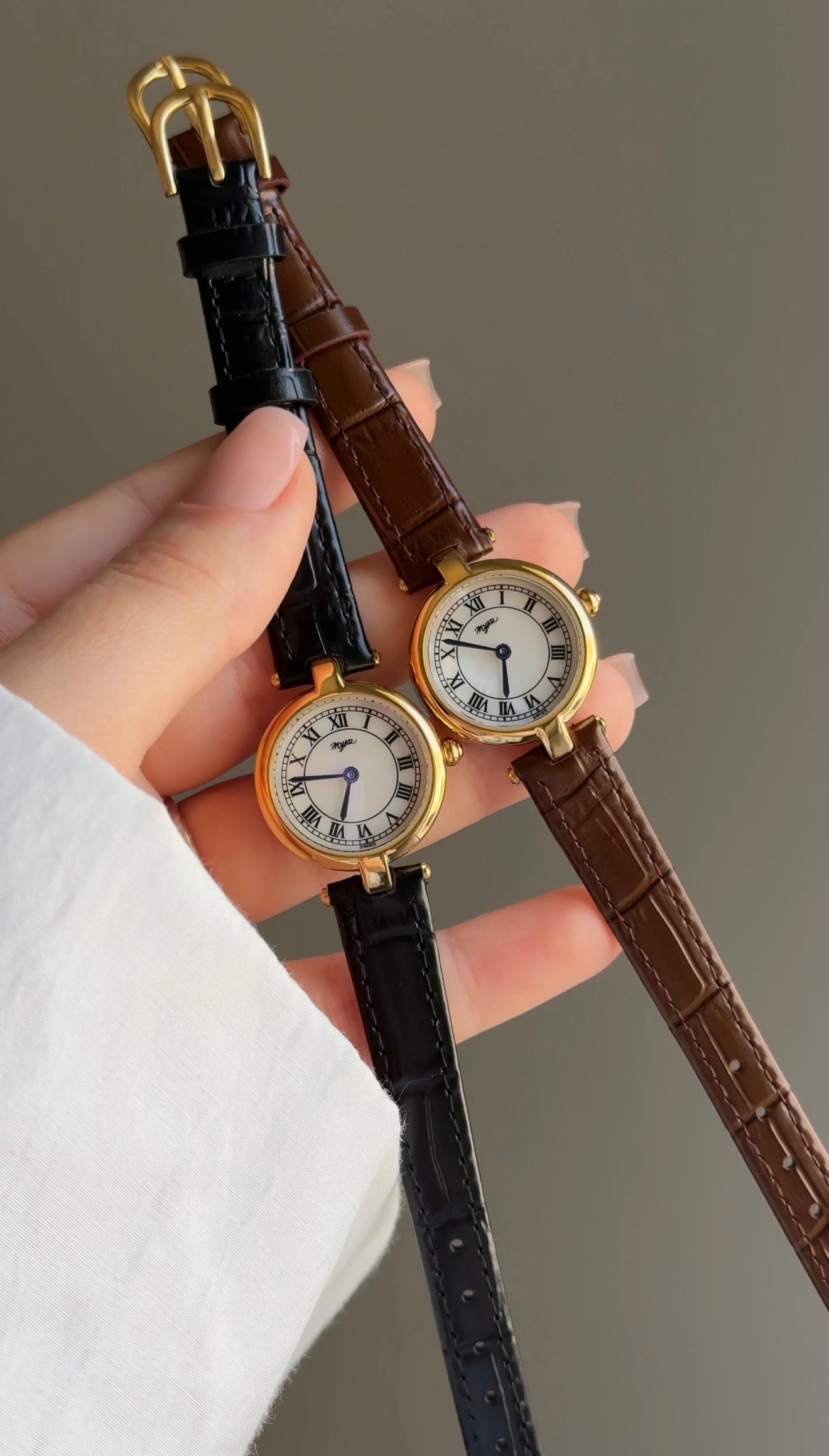 MYAR ronde vintage cuir