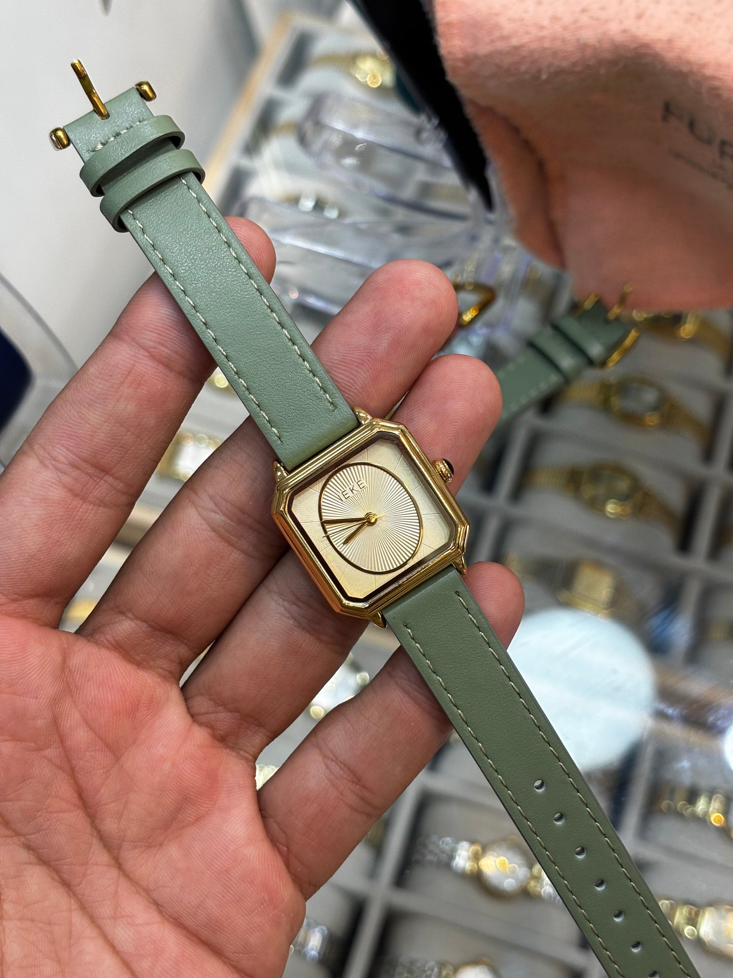 IEKE Summer cuir carré vert